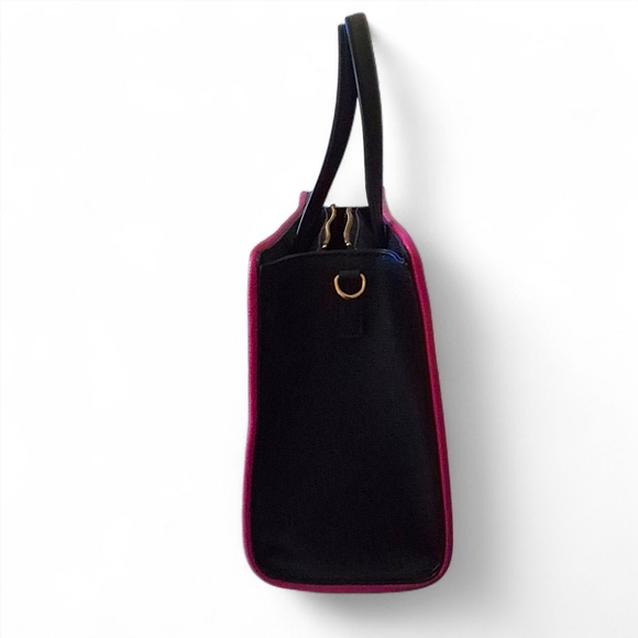 Karl Lagerfeld Paris Signature Hearts Satchel Crossbody – Black/Fuchsia - Picture 3 of 15